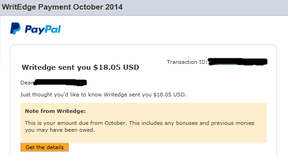 Writedge payment proof October 2014