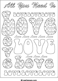 Love subway art adult coloring sheet, leehansen.com