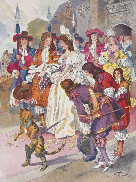 Puss at wedding, illustration by Henri Thiriet
