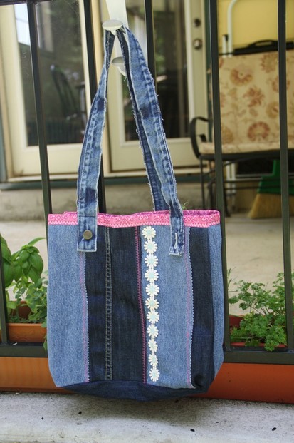 Tote Bag Made from Two Pairs of Jeans