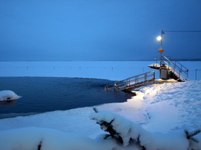 Ice-swimming at Kaupinojan sauna, Tampere