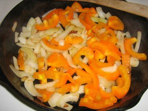 Add peppers to the pan