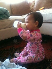 Baby enjoying a Bottle