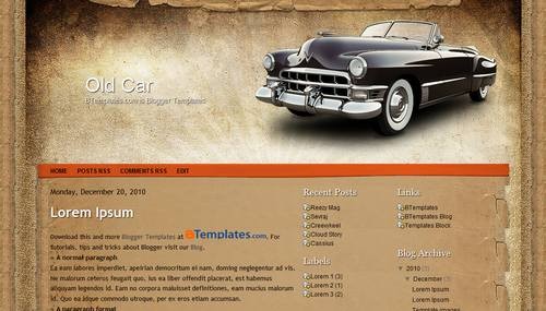 Old Car vintage Blogger templates