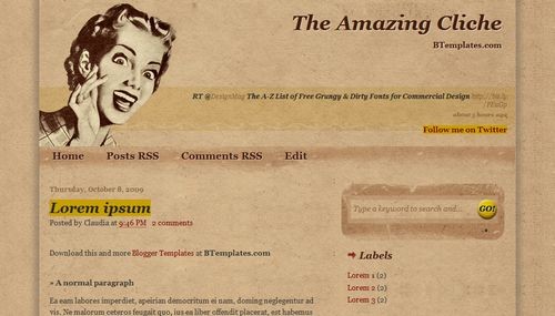 The Amazing Cliché vintage Blogger template