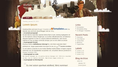 Women Power vintage Blogger template