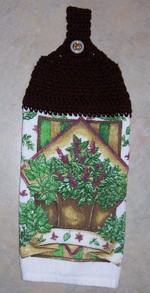 Crochet topped kitchen towel