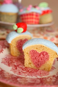 heart inside cupcake