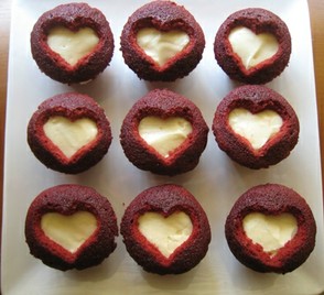 cut out heart cupcakes