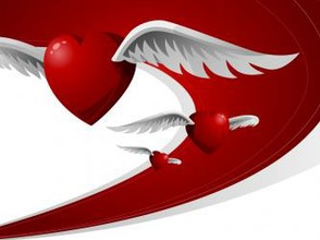 Valentine day Hearts flying