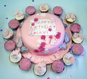 Pink and Silver Themed Cake