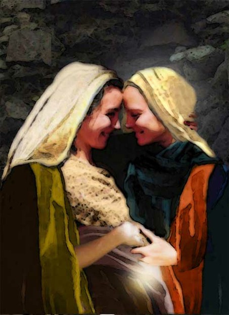 Greeting - Elizabeth meets her cousin Mary, who is pregnant with Christ