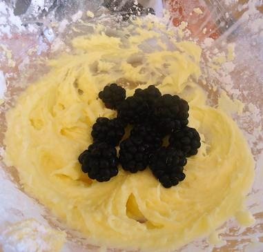 Adding Blackberries to Buttercream