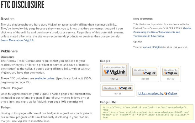 VigLink FTC disclosure