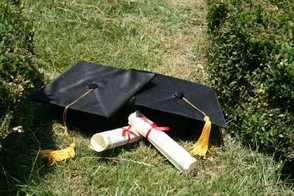 Graduating caps and diplomas