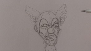 Darken the clown zombie drawing and done.