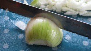 Onion still being chopped
