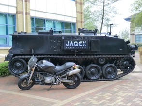 Image: Armored vehicle outside Jagex Studios