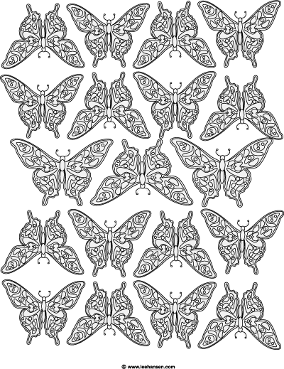 Butterflies Design Coloring Page