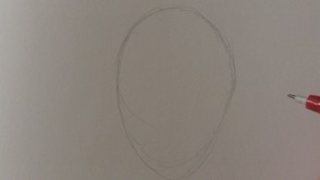 Sketch an oval for the head.