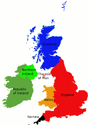 Image: Map of the British Isles (and Ireland) today.