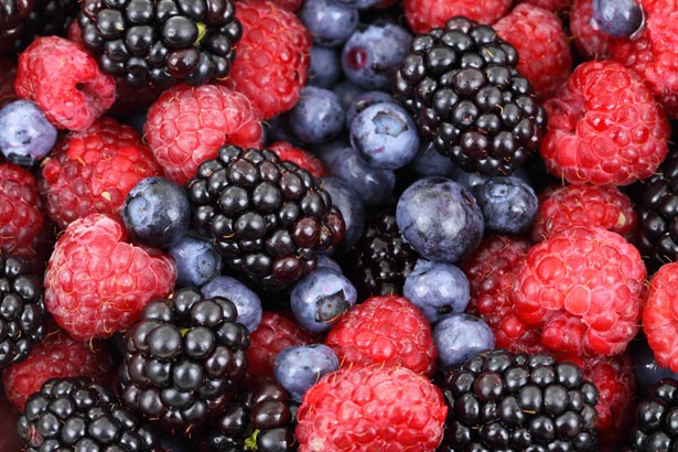 Raspberries, Blackberries and Blueberries