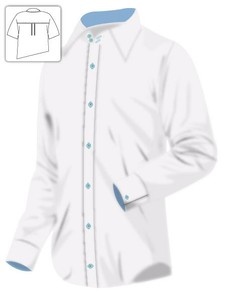 White Dress Shirt with Blue Trimmings