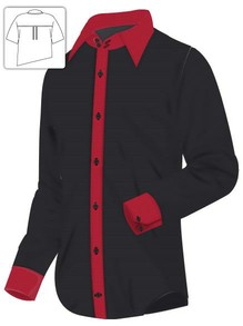 Black Dress Shirt with Red Contrast Design