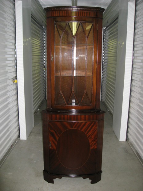 Antique Corner Cabinet with Curio Display Shelves