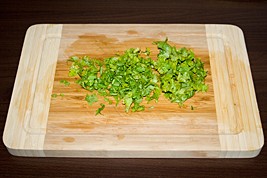 8. Chop the cilantro (coriander)