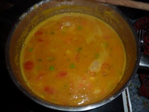The soup in the pan
