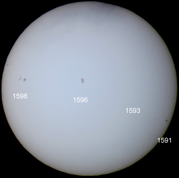Sunspots photographed Oct 23, 11:30 AM PST