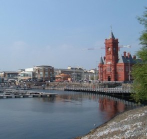 Across the water in Cardiff Bay