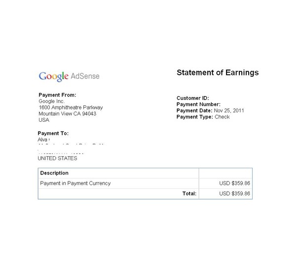 Adsense Payment Proof