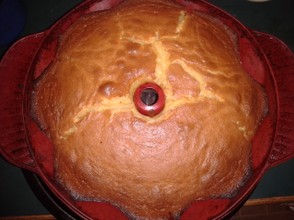 7. Right out of the oven - let it chill, before flipping it upside down!