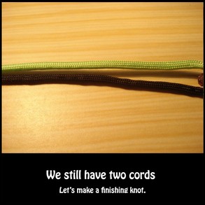 Lets make a knot on the last two cords