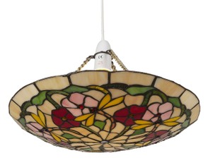 Beige and Yellow Dragonfly Tiffany Uplighter Pendant Shade
