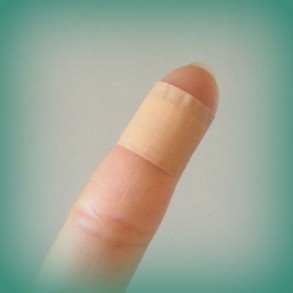 a bandaged finger