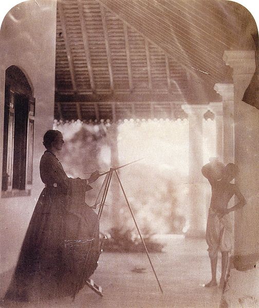 Marianne North painting a Tamil boy