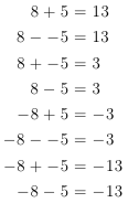 List of Basic Arithmetic