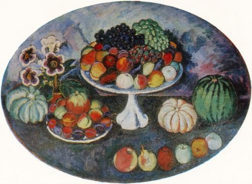 Still Life with White Vase & Fruits - Mashkov
