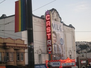 The Castro Theater showing the film "Milk," which celebrated Harvey Milk, his life, and his activism.