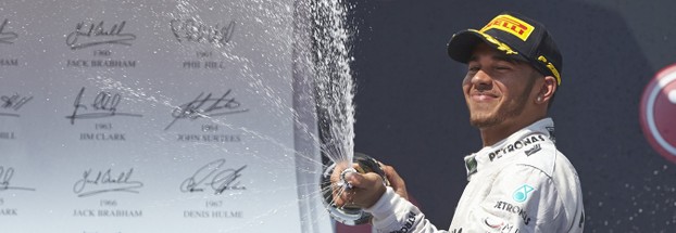 Lewis Hamilton celebrates victory in Hungary