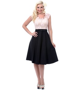 Pink Lace and Black Swing Dress