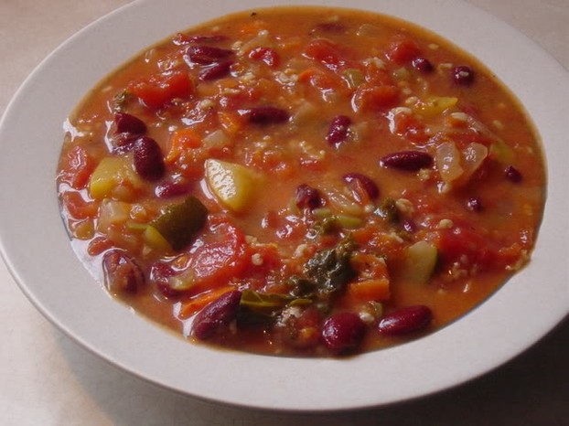 hearty, colorful minestrone:  enticing fragrances, tastes, and textures