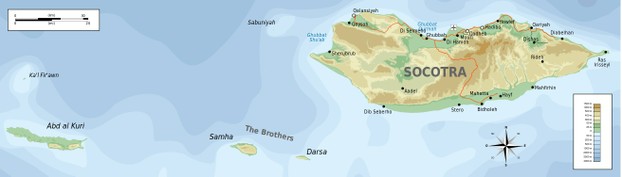 topographic map of Socotra Archipelago