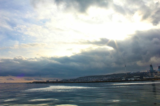 western Caspian Sea along Baku Boulevard (Azerbaijani: Dənizkənarı Milli Park):