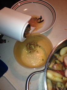 Removing apple peals from puree