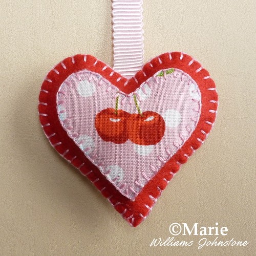Christmas MARIE Red Felt Heart Ornament Valentine's Day Crafts Gift Tag 