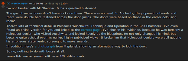 Image: User taking on a Holocaust denier on Reddit